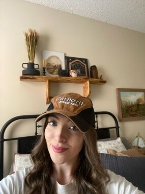 Carhartt Brown & Black Color block White Embroidered Logo Hat — OS